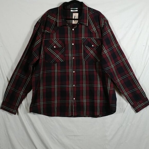 Woodland Creek Men's Red Plaid Tartan Pearl Snaps 100% COTTON Shirt Size XXL - Picture 1 of 7